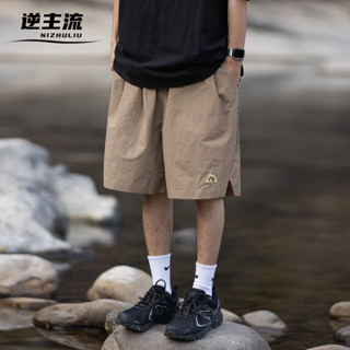 現貨特價 日系簡約純色短褲 美式復古工裝短褲 廓形設計男士寬鬆五分褲 卡其L夏季新款運動褲 港風抽繩潮牌休閒褲