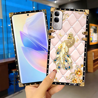 Yyn Vivo V40 Lite Y19s Y200 外殼孔雀圖案防震方形手機殼硬殼
