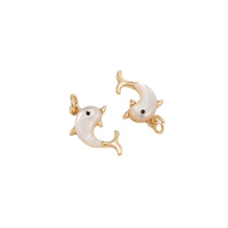 宏雲Hongyun-Ala新品-14K包金保色粘天然母貝小海豚吊墜手工飾品掛件diy手鏈項鍊吊飾