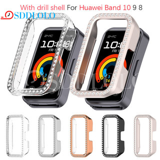 適用於華為手環 10 / 9 / / 8 手環配件的 PC Hard Edge Diamond 鑲嵌手機殼