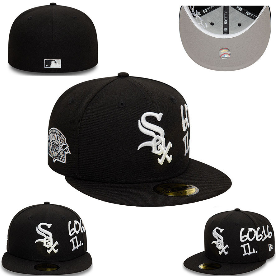 新芝加哥.. 白色.. Sox 男女全封閉帽子刺繡運動帽嘻哈運動帽ASHW