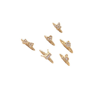宏雲Hongyun-Ala新品-14K包金鋯石蝴蝶結皇冠桃心雙排珍珠隔片diy雙孔隔珠手串手鏈配件