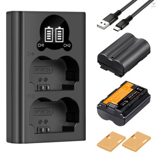 K&f CONCEPT 相機電池和充電器套件,帶 2 槽電池充電器 + 2 塊 NP-W235 電池 7.4V 2200