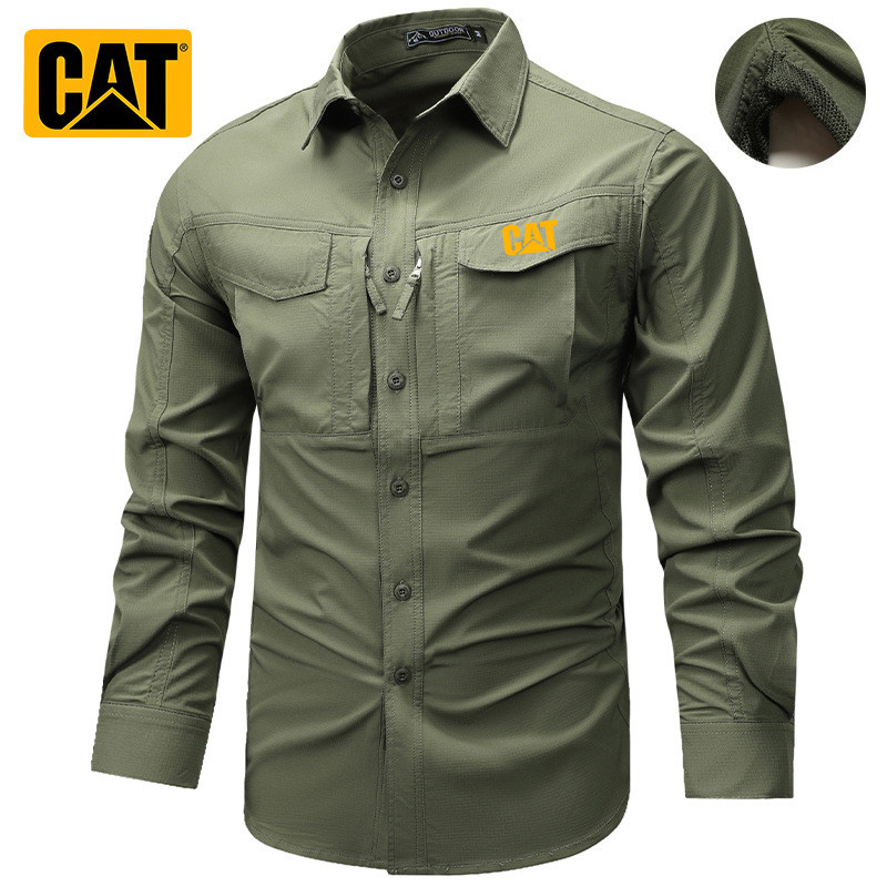 Caterpillar 2025春秋季新款男士工裝長袖襯衫戶外休閒薄款運動外套