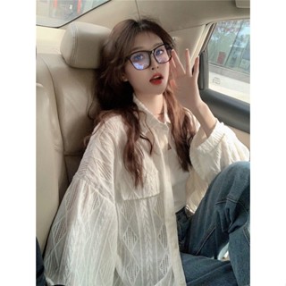 【 𝑭𝒍𝒐𝒘𝒆𝒓𝒔𝒆𝒂】休閒 法式 刺繡鏤空襯衫 外套女 長袖襯衫 白色襯衫 防曬外套 上衣女