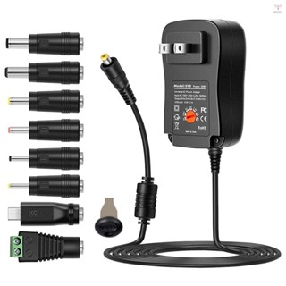 30w 通用交流轉直流電源適配器,帶 5V 2.1A USB 埠,交流插入式電源充電器 3V 至 12V 可調輸出電壓