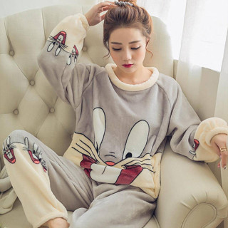 珊瑚絨睡衣女法蘭絨睡衣家居服套裝加厚保暖[S106]珊瑚絨睡衣女冬加厚加絨韓版甜美可愛秋冬季法蘭絨長袖家居服套裝