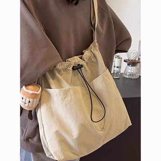 通勤輕便休閒帆布包女大容量純色斜挎包百搭韓版包包小眾單肩布袋#