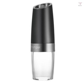 Homgeek 便攜式自動電動重力胡椒研磨機藍色 LED 燈鹽磨穆勒 BPA 免費廚房調味研磨工具黑色