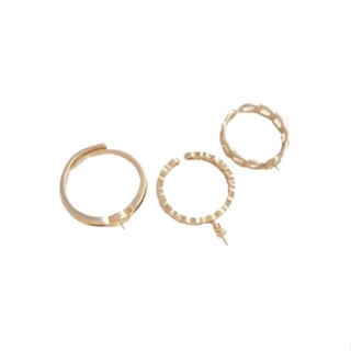 宏雲Hongyun-Ala新品-保色14K銅包真金半孔珠託戒指手工diy粘水晶珍珠鑲嵌空託開口指環