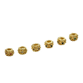 宏雲Hongyun-Ala新品-保色18K銅鍍真金鑲嵌彩鋯石鏤空花環隔珠diy手工串珠手串飾品配飾