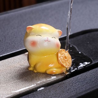 ✨臺灣出貨#【635人好評】變色茶寵可愛貓咪茶桌招財貓擺件招財可養創意裝飾配件茶具卡通#誠信商行