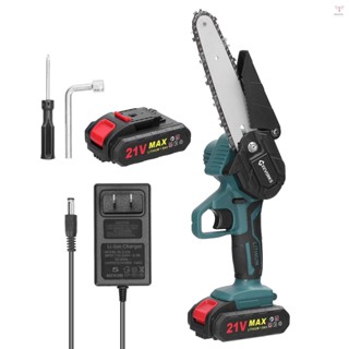 21v 6 英寸便攜式電動修枝鋸可充電小木劈電鋸單手木工工具用於花園果園樹枝夾