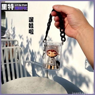 臺灣出貨🩵 裡特潮研極簡風遛娃包 泡馬特高透加厚亞克力鏈條透明掛包 高顏值曬娃包 包掛展示娃包 遛娃包 迷你痛包