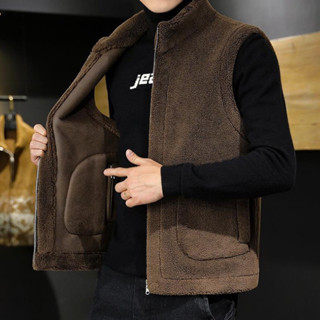 男士戶外刷毛加厚背心 皮毛一件式兩面穿外套 保暖秋冬戶外男裝背心