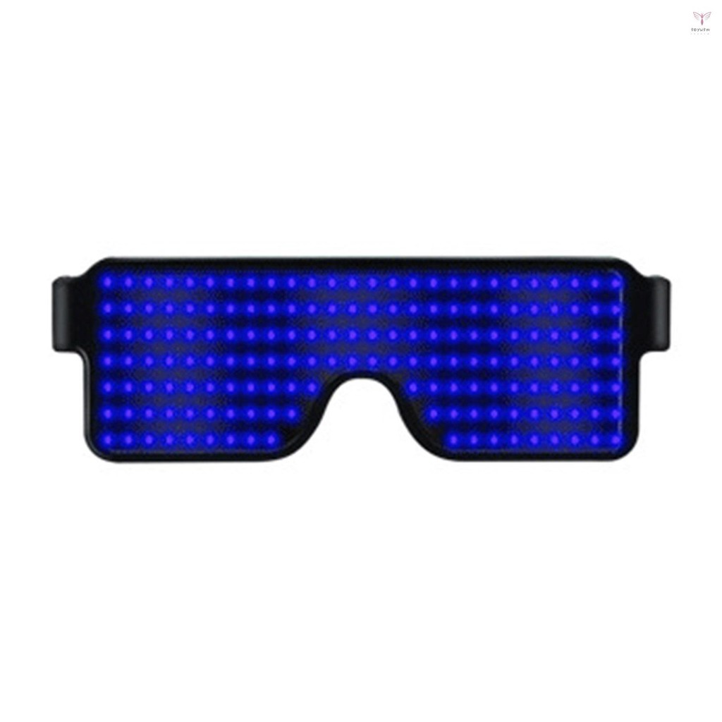 Toyutw)usb充電式led燈眼鏡智能眼鏡時尚夜光眼鏡發光眼鏡日常裝飾酒吧俱樂部ktv派對服裝藍色