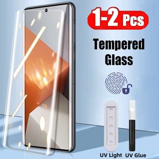 1-2PCS 曲面 UV 鋼化玻璃適用於 Redmi Note 14 13 Pro Plus 4G 5G 全球全膠螢幕保
