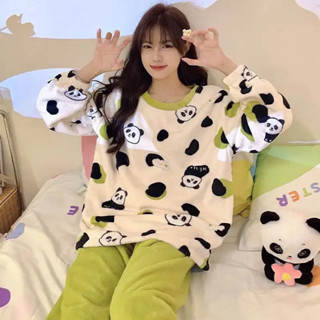 長袖套裝珊瑚絨睡衣女家居服套裝加厚保暖[S106]冬季加絨睡衣女套裝甜美可愛家居服法蘭絨日係寬鬆ins珊瑚絨保暖