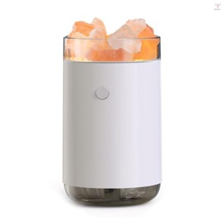 水晶鹽石加濕器七彩燈 260mL 霧化加濕器便攜式靜音 USB 精油擴散器冷霧空氣加濕器適用於臺式家庭辦公室臥室車