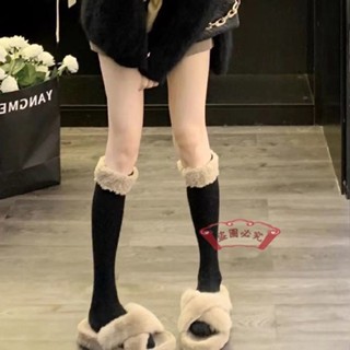 發熱🔥保暖女襪 日系j羊羔毛黑色小腿襪子中長筒毛球堆堆襪純欲顯瘦秋冬加絨保暖 冬天襪子 暖腳襪 棉襪 雪地襪 抗寒女襪