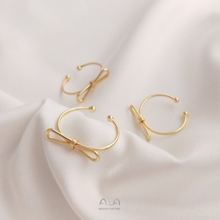 宏雲Hongyun-Ala新品-保色14k包金時尚大蝴蝶結戒指個性diy簡約唯美日韓網紅領結開口戒