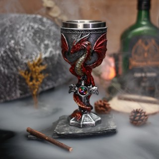 3D立體龍戰士高腳杯 一衹噁龍紅酒杯 西方龍不銹鋼葡萄酒杯