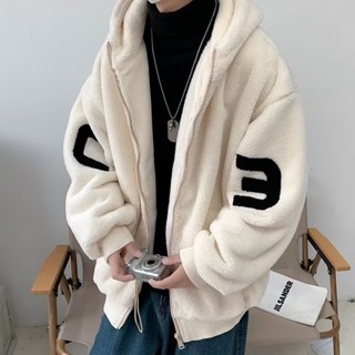 潮牌男裝 外套 羊羔毛外套棉衣 加絨加厚寬鬆 羊羔絨連帽毛絨棉服 羽絨外套 男外套 羽絨 棉衣 麵包外套 韻慧