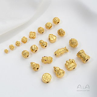 宏雲Hongyun-Ala-強保色越南沙金四葉草蓮花葫蘆錦鯉隔珠diy手工串珠項鍊掛墜配飾