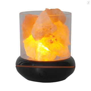 水晶鹽石小夜燈 7 色 LED 岩石水晶燈便攜式 USB 精油擴散器適用於汽車家庭辦公室臥室桌面裝飾
