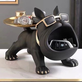 ✨臺灣出貨#入戶玄關傢居輕奢法鬥犬鞋櫃狗狗擺件託盤玄關鑰匙收納大嘴狗#誠信商行