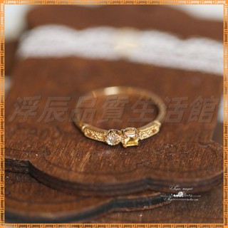 【飾品批發 可開發票】《海鹽檸檬茶》複古精緻 天然黃水晶 玫瑰切 白託帕 鍍14K金色輕奢戒指
