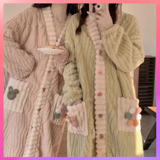 桃園出貨 法蘭絨彩虹睡袍女鼕季珊瑚絨加絨加厚睡裙鞦鼕季長款外套法蘭絨 限時特賣2
