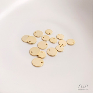 Ala-0208--14k包金銅包真金圓片保色配件手工耳環耳墜邊孔單孔耳飾掛墜材料