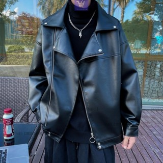 W&S家 ❤免運❤ 皮衣外套男 夾克 皮衣 防風外套 PU皮衣 長版皮衣外套男秋季韓版潮流帥氣ins港風百搭寬鬆休閒機車