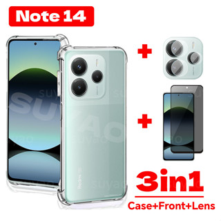 適用於 Redmi Note 14 5G 4G 2025 3in1 手機殼透明透明外殼 Note14 防震軟 TPU 簡