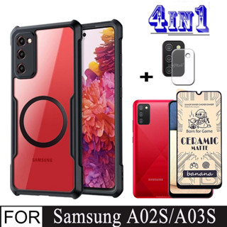 SAMSUNG 三星 A05 A05S A06 陶瓷螢幕保護膜 + 帶磁性無線充電貼紙的三星 A03s A02s 4 合