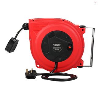 1250w 重型可伸縮繞線器,10+1.5M 可伸縮延長電源線,16AWG/3C SJTOW,帶燈透明三插座,15A 斷