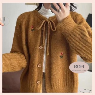 rofi現貨 幸運小花刺繡 花朵圖案毛衣 親膚上衣 針織衫 針織外套 韓系花朵刺繡毛衣 休閒上衣 百搭上衣 b2247