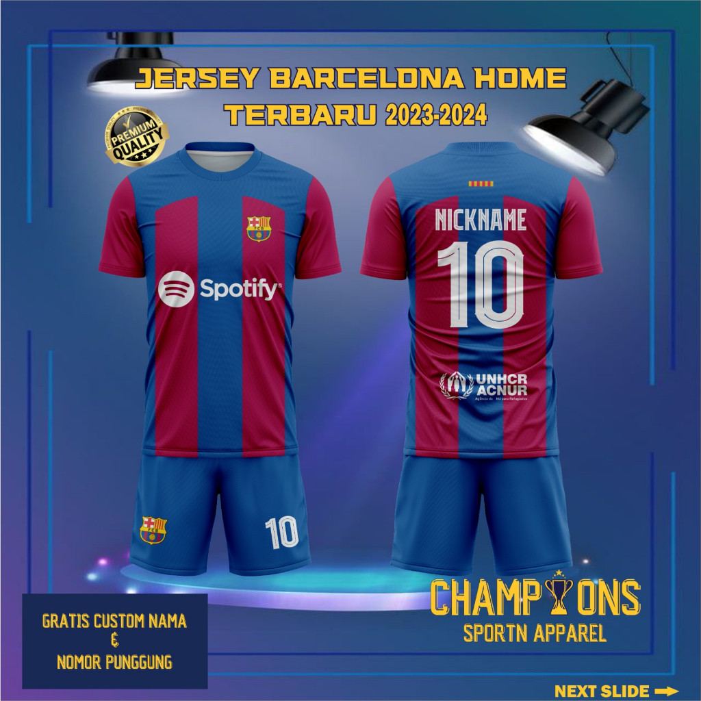 最新 FC BARCELONA HOME Club Jersey 2023-2024 UEFA Champions Le