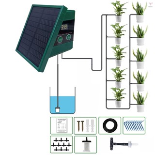 用於花園數字顯示屏的太陽能滴灌系統用於 10 種盆栽植物的自動澆水系統,帶有 30x7 定時器模式的防虹吸 DIY 滴灌