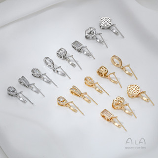 宏雲Hongyun-Ala新品-強保色14K包金長針玉墜瓜子扣diy水晶翡翠玉石項鍊吊墜扣夾扣配件