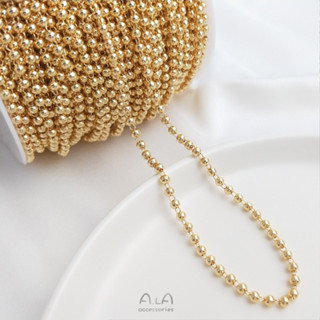 宏雲Hongyun-Ala新品-保色14K包金珠鏈3mm圓珠鏈條手工散鏈diy手鏈項鍊首飾品配件資料