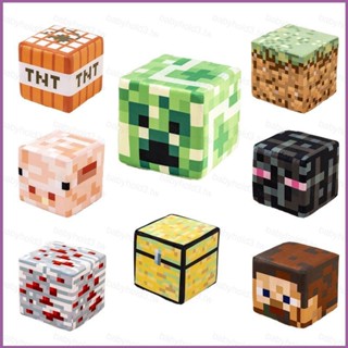 Yu2 Minecraft 積木毛絨公仔抱枕禮物給孩子 TNT 爬行者史蒂夫胸部 Enderman 石枕頭玩具