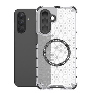 SAMSUNG 適用於三星 Galaxy A26 5G 手機殼蜂窩紋半透明防震 TPU PC 混合相機保護殼