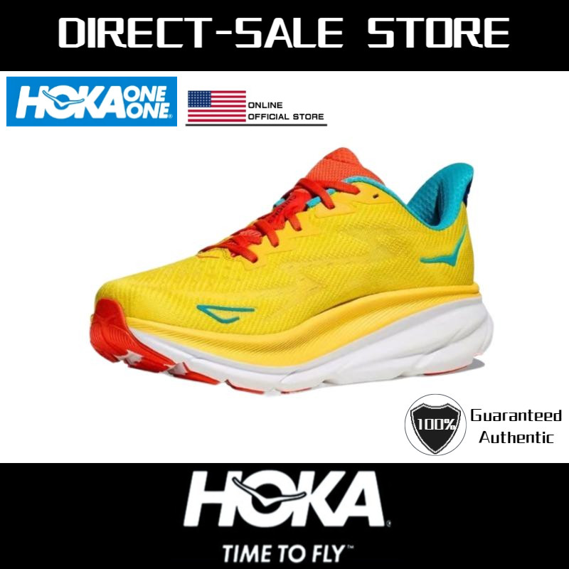 HOKA Clifton 9目透氣跑鞋1127895-PFMZ馬拉鬆運動運動鞋男士黃色