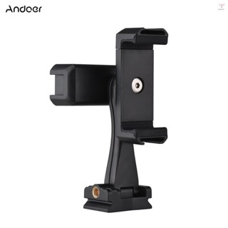 Andoer AD-04 通用手機三腳架支架,帶雙手機支架垂直水平手機夾 4 個冷靴支架多功能智慧手機支架,用於 Vlo