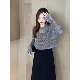 【HOT 本舖】 灰色網格罩衫女T恤夏季設計感小眾寬鬆短款防曬鏤空針織網狀上衣