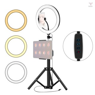 26 釐米/10 英寸 LED 環形燈 3 種顏色 10 級可調光 3200-5600K 色溫帶三腳架手機和平板電腦支架
