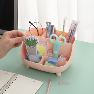 陳記 多功能桌面收納盒 創意辦公大容量筆筒 文具盒 6格整理化妝品收納盒