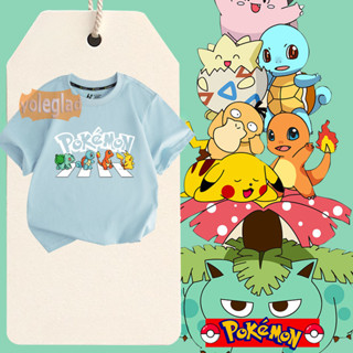 皮卡丘 Charmander Squirtle Pokemon 兒童短袖 T 恤趣味風格